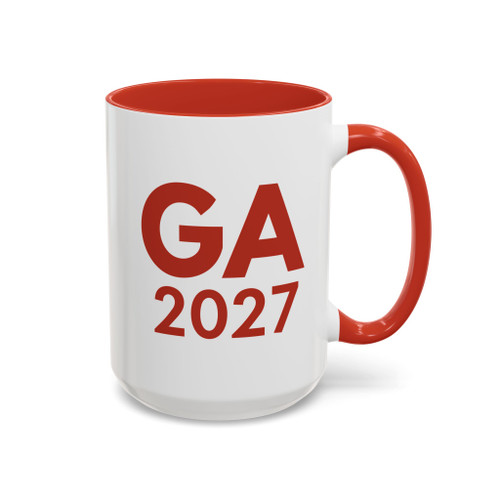 15oz. White With Red Accent Ceramic Coffee Mug