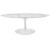 Lippa 48" Oval-Shaped Artificial Marble Coffee Table, White, Metal 10047