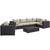 Convene Seven PCS Outdoor Patio Sectional Set, Beige, Rattan 10365