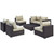Convene Seven PCS Outdoor Patio Sectional Set, Beige, Rattan 10414