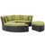 Convene Circular Outdoor Patio Daybed Set, Green, Rattan 10458