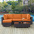 Convene Five PCS Outdoor Patio Sectional Set, Orange, Rattan 10464