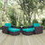 Convene Five PCS Outdoor Patio Sectional Set, Blue, Rattan 10616