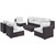 Convene Eight PCS Outdoor Patio Sectional Set, White, Rattan 10645