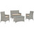 Bridge Four PCS Outdoor Patio Patio Conversation Set, Beige, Rattan 10669