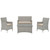 Bridge Four PCS Outdoor Patio Patio Conversation Set, Beige, Rattan 10669