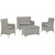 Bridge Four PCS Outdoor Patio Patio Conversation Set, Grey, Rattan 10670