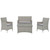 Bridge Four PCS Outdoor Patio Patio Conversation Set, Grey, Rattan 10670