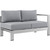 Shore Right-Arm Corner Sectional Outdoor Patio Aluminum Loveseat, Grey, Metal 10852