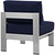 Shore Armless Outdoor Patio Aluminum Chair, Navy, Metal 10857