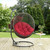 Hide Outdoor Patio Swing Chair With Stand, Red, Rattan 10889