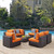 Convene Seven PCS Outdoor Patio Sectional Set, Orange, Rattan 11080