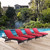 Convene Chaise Outdoor Patio Set of 4, Red, Rattan 11296