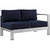 Shore Four PCS Outdoor Patio Aluminum Sectional Sofa Set, Navy, Metal 11536