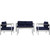 Shore Four PCS Outdoor Patio Aluminum Sectional Sofa Set, Navy, Metal 11568