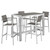 Shore Five PCS Outdoor Patio Aluminum Dining Set, Grey, Metal 11578
