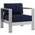 Shore Three PCS Outdoor Patio Aluminum Sectional Sofa Set, Navy, Metal 11609