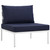 Harmony Armless Outdoor Patio Aluminum Chair, Navy, Rattan 11613