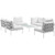 Harmony Seven PCS Outdoor Patio Aluminum Sectional Sofa Set, White, Rattan 11669