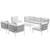 Harmony Eight PCS Outdoor Patio Aluminum Sectional Sofa Set, White, Rattan 11677