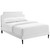 Laura Queen Vinyl Platform Bed with Round Tapered Legs, White, Faux Leather 12633