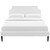 Laura Queen Vinyl Platform Bed with Round Tapered Legs, White, Faux Leather 12633