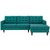 Empress Left-Facing Upholstered Fabric Sectional Sofa, Fabric, Aqua Blue 13291