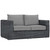 Summon Outdoor Patio Sunbrella® Loveseat, Sunbrella Rattan Wicker, Grey Gray 13358