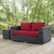 Summon Outdoor Patio Sunbrella® Loveseat, Sunbrella Rattan Wicker, Red 13359