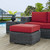 Summon Outdoor Patio Sunbrella® Ottoman, Sunbrella Rattan Wicker, Red 13363