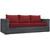 Summon Outdoor Patio Sunbrella® Sofa, Sunbrella Rattan Wicker, Red 13373