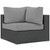 Sojourn 5 Piece Outdoor Patio Sunbrella® Sectional Set, Sunbrella Rattan Wicker, Grey Gray 13384
