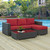 Sojourn 3 Piece Outdoor Patio Sunbrella® Sectional Set, Sunbrella Rattan Wicker, Red 13393