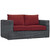 Summon 5 Piece Outdoor Patio Sunbrella® Sectional Set, Sunbrella Rattan Wicker, Grey Red 13401