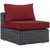 Summon 5 Piece Outdoor Patio Sunbrella® Sectional Set, Sunbrella Rattan Wicker, Grey Red 13407