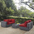 Summon 5 Piece Outdoor Patio Sunbrella® Sectional Set, Sunbrella Rattan Wicker, Grey Red 13407