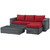 Summon 3 Piece Outdoor Patio Sunbrella® Sectional Set, Sunbrella Rattan Wicker, Grey Red 13417