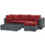 Summon 5 Piece Outdoor Patio Sunbrella® Sectional Set, Sunbrella Rattan Wicker, Grey Red 13419