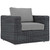 Summon 3 Piece Outdoor Patio Sunbrella® Sectional Set, Sunbrella Rattan Wicker, Grey Gray 13420