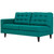 Empress Right-Facing Upholstered Fabric Loveseat, Fabric, Aqua Blue 13597