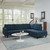 Empress 2 Piece Upholstered Fabric Left Facing Bumper Sectional, Fabric, Navy Blue 13679