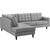 Empress 2 Piece Upholstered Fabric Left Facing Bumper Sectional, Fabric, Light Grey Gray 13683