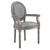 Emanate Vintage French Upholstered Fabric Dining Armchair, Fabric Wood, Light Grey Gray 13729