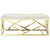 Intersperse Bench, Velvet Fabric Metal Steel, Gold Ivory 13775