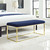 Anticipate Fabric Bench, Velvet Fabric Metal Steel, Gold Navy 13786