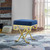 Twist Velvet Bench, Velvet Fabric Metal Steel, Gold Navy 13824