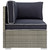 Repose Outdoor Patio Corner, Sunbrella Rattan Wicker, Navy Blue Light Gray 13893
