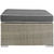 Repose Outdoor Patio Upholstered Fabric Ottoman, Sunbrella Rattan Wicker, Dark Grey Gray 13915