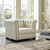 Heritage Upholstered Velvet Armchair, Velvet Fabric, Ivory White 14129