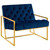 Bequest Gold Stainless Steel Upholstered Velvet Accent Chair, Velvet Fabric, Navy Blue 14142